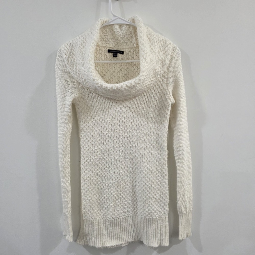Vintage Y2K American Eagle‎ Outfitters Womens Waffle Knit Cowl Neck Sweater Xxs